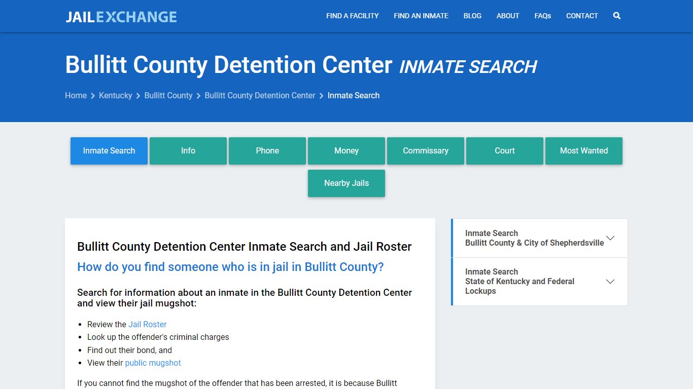 Bullitt County Detention Center Inmate Search - Jail Exchange