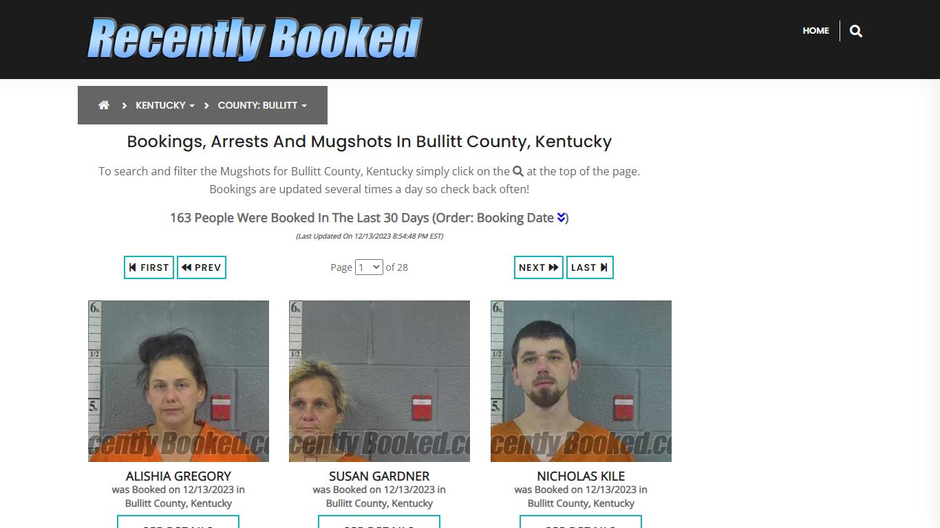 Recent bookings, Arrests, Mugshots in Bullitt County, Kentucky